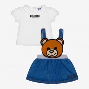 Moschino Teddy T-shirt & Dungaree Skirt Set